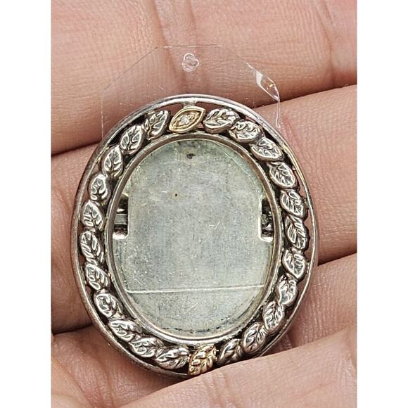 10K - Diamond - 925 Sterling Silver Brooch Pendant-Stand-Locket Love Photo Frame - Picture 8 of 10